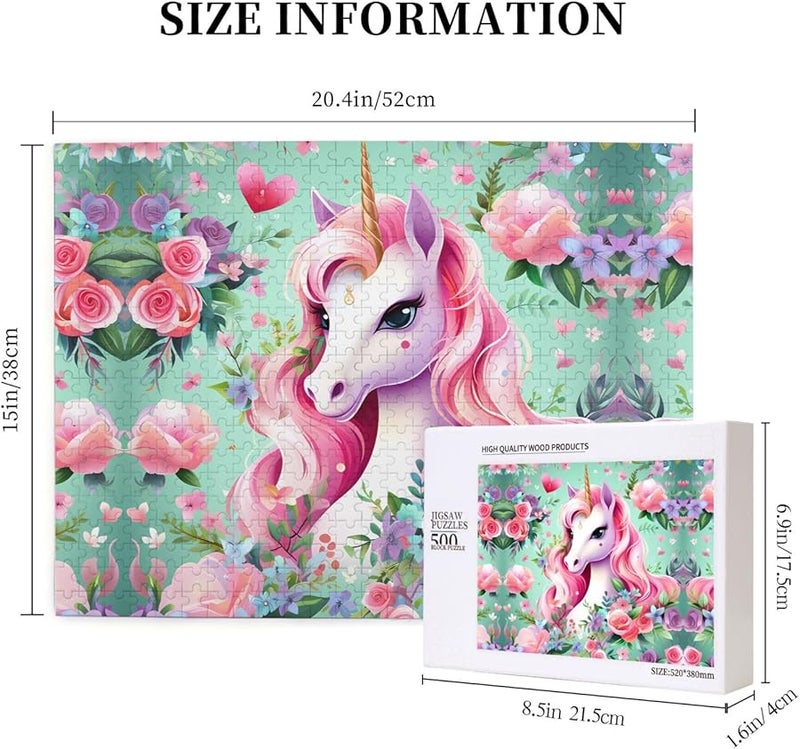 لغز بازل فايا الوردي يونيكورن 500 قطعة للكبار ديكور منزلي هدية 20.4 × 15 - Image 4